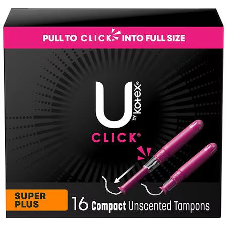 U by Kotex Click Compact Tampons Unscented, Super Plus (16 ct), 16.0 ea