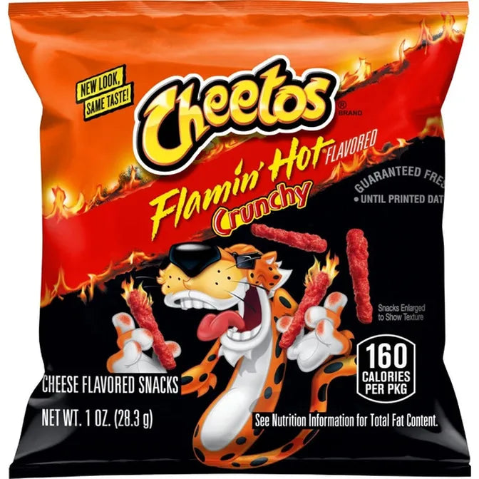 Cheetos Cheese Flavored Snacks, Flamin Hot Flavored, Crunchy
1 oz