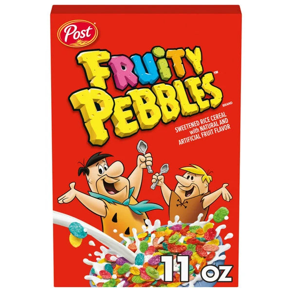 Post Fruity PEBBLES Breakfast Cereal, Gluten Free, Kids Snacks, Small Cereal Box
11 oz